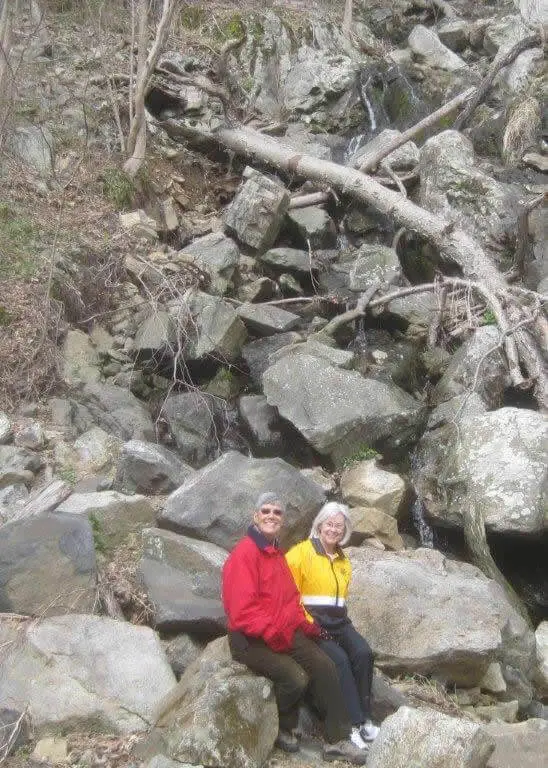 Alice and co-author Sue Dziamara walking the Columbia Trail, a converted rail-trail through Hunterdon County, New Jersey
